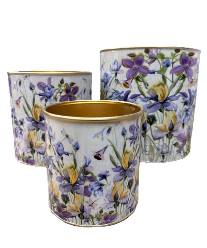 Golden lilac metal planters - lilac,