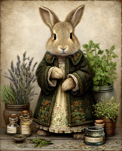 Victorian rabbit herbalist - victorian,